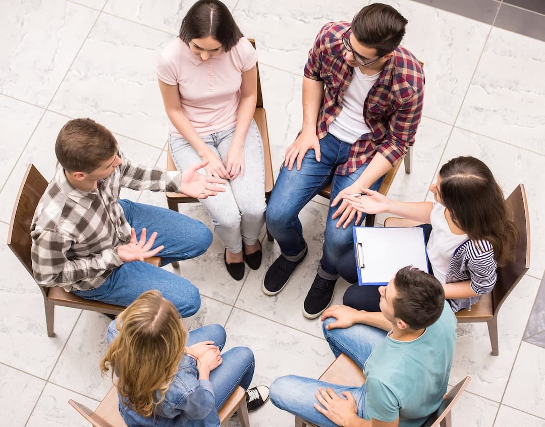 group therapy at sober living facility