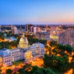 Aerial view of the capital building in Jackson Mississippi