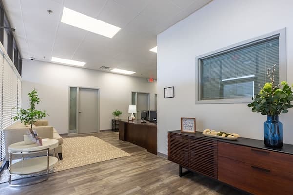 Lobby with credenza and comfortable seating area