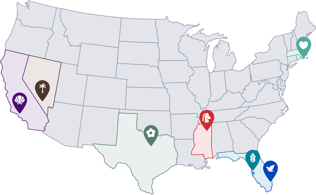 Map of US showing AAC treatment facility locations